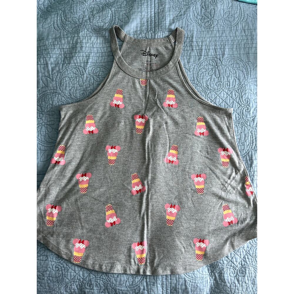 Women Disney Mickey Ice Cream Cone Shirt Gray Size Medium Pre Owned